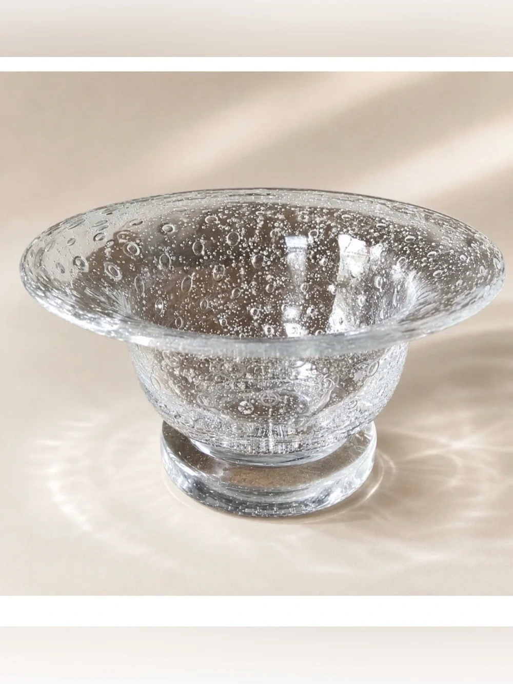 Southern Living Vintage Hand Blown Glass Pedestal Bowl Clear Candle Display